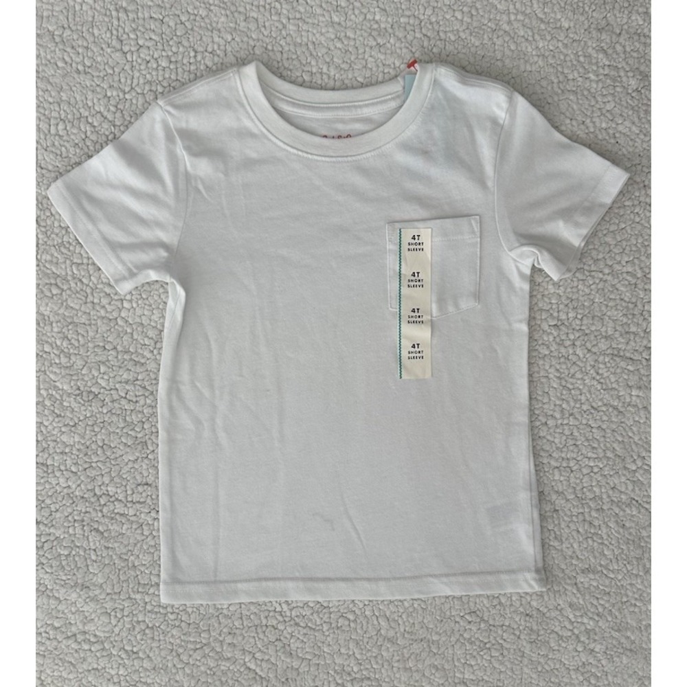 NEW Toddler Plain White T-shirt with Pocket Short Sleeve Size 4T Boy Girl NWT